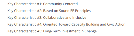 guidelines for excellence in community engagement - from the NAAEE