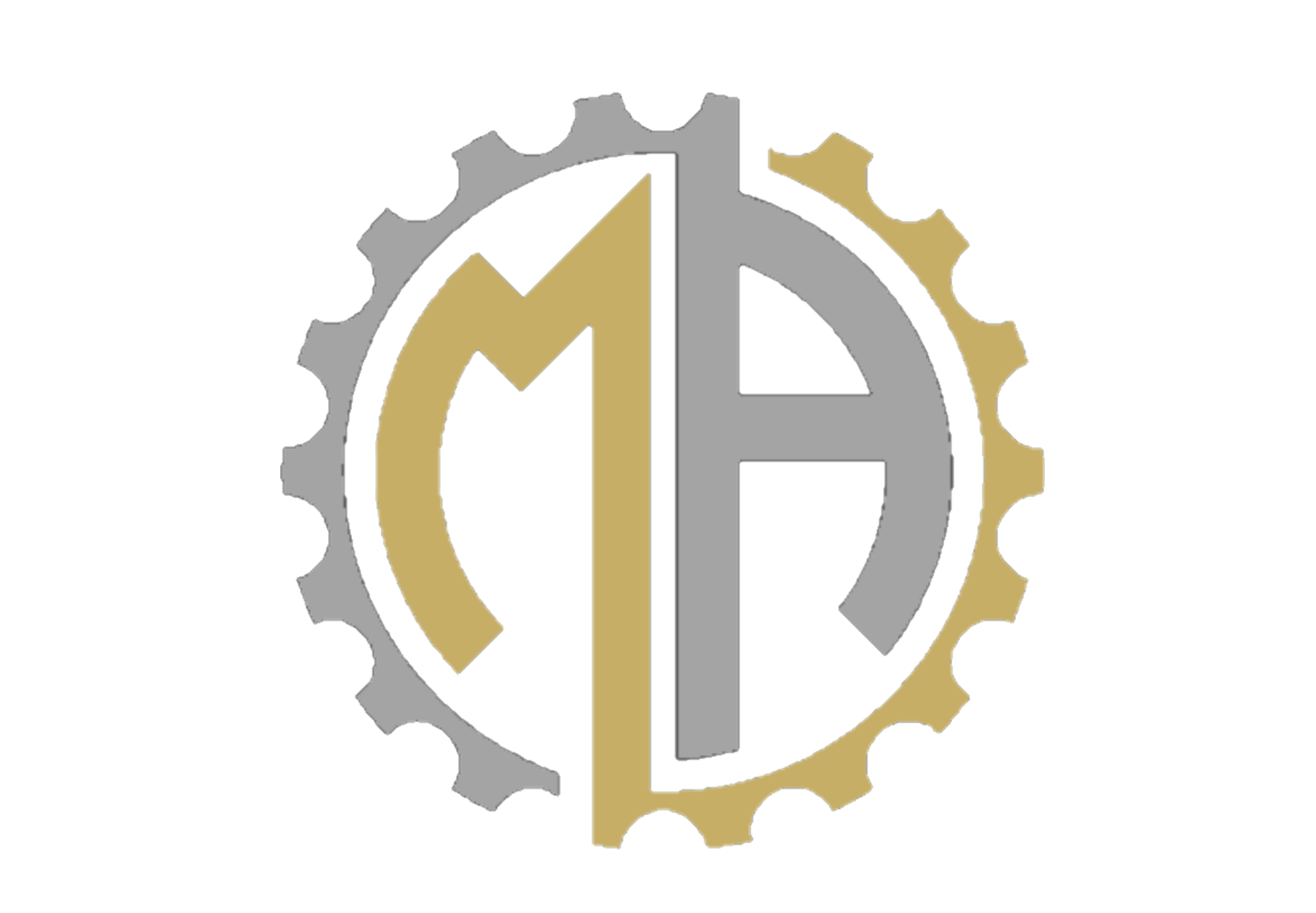Interlocked 'M' and 'A' in a gold and silver gear.