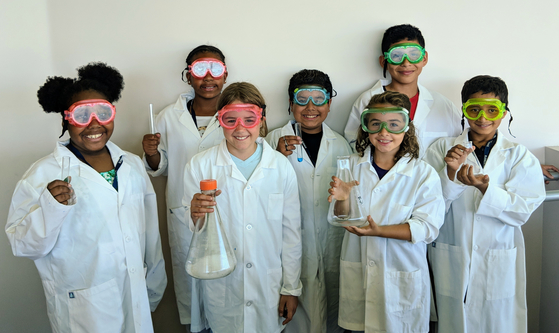 students in lab coats